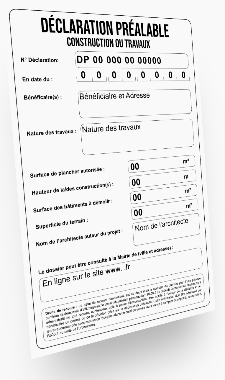 Panneau Déclaration Préalable - Classique