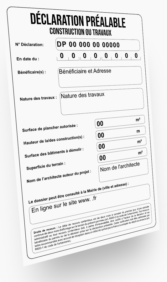 Panneau Déclaration Préalable - Classique