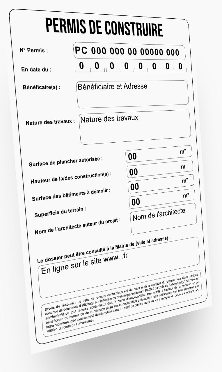 Panneau Permis de Construire - Classique