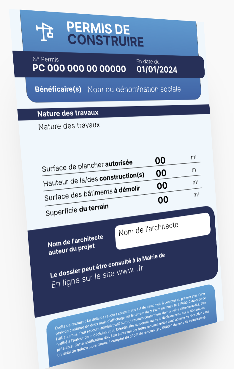 Panneau Permis de Construire - Design Moderne