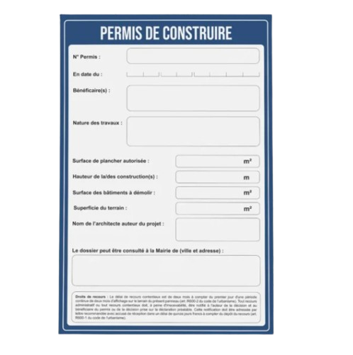 Panneau Permis de Construire personnalisé